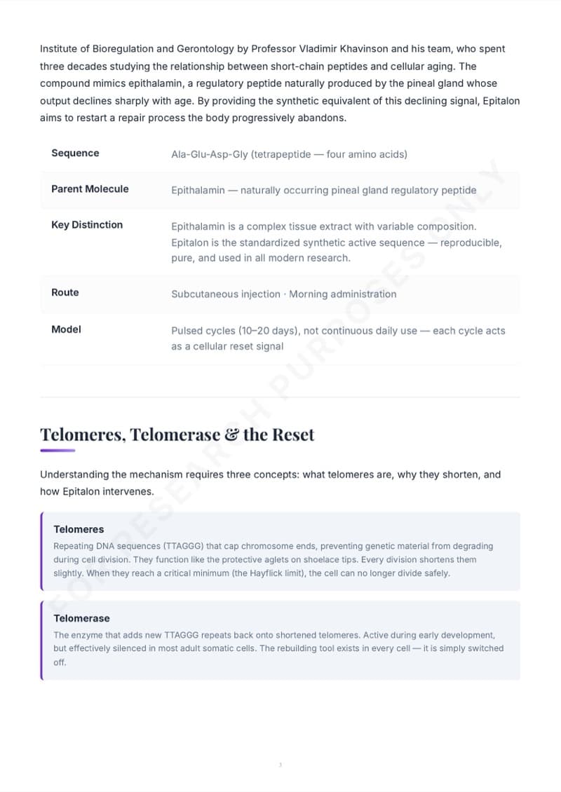 Epitalon guide - protocol details