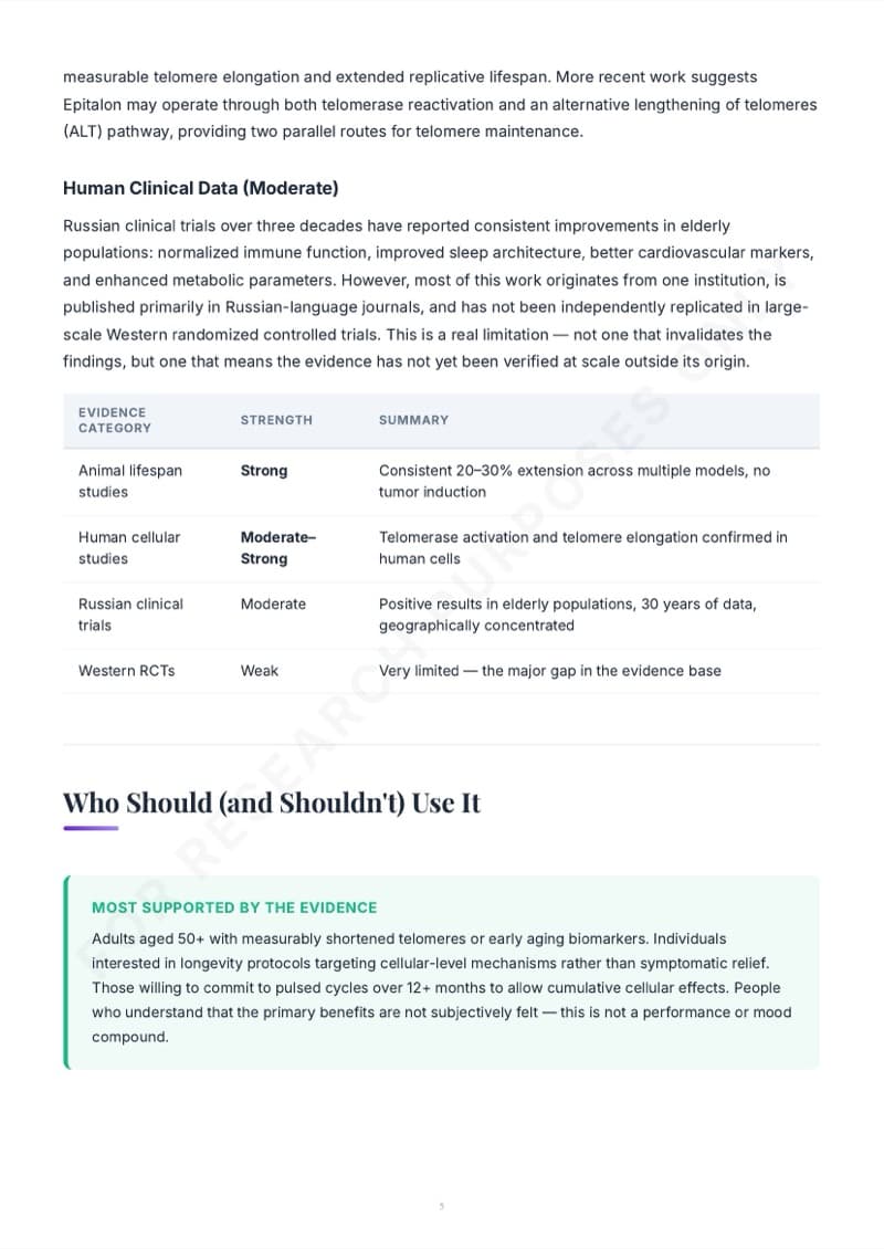 Epitalon guide - dosing tables