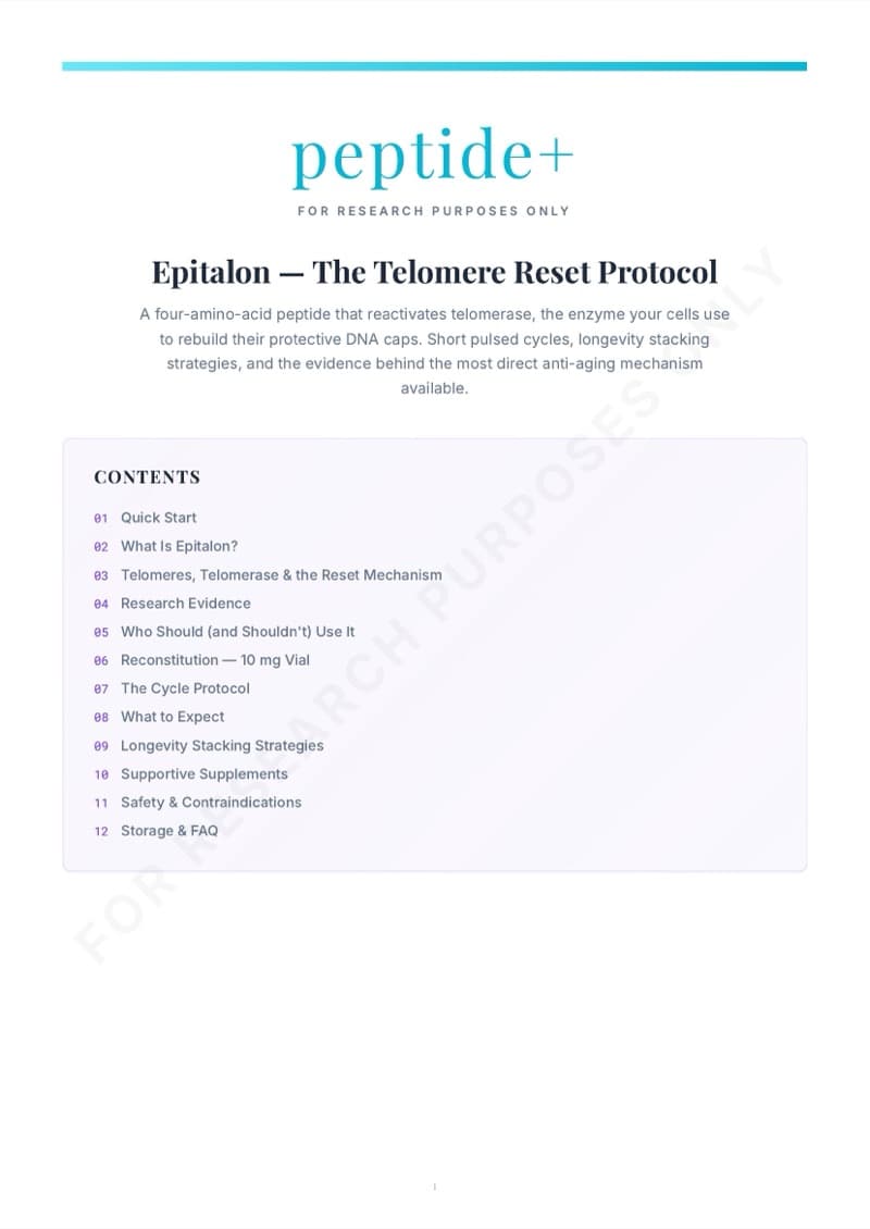 Epitalon guide - Quick Start page