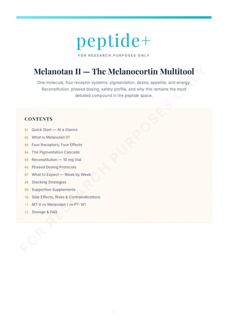 Melanotan II guide - Quick Start page