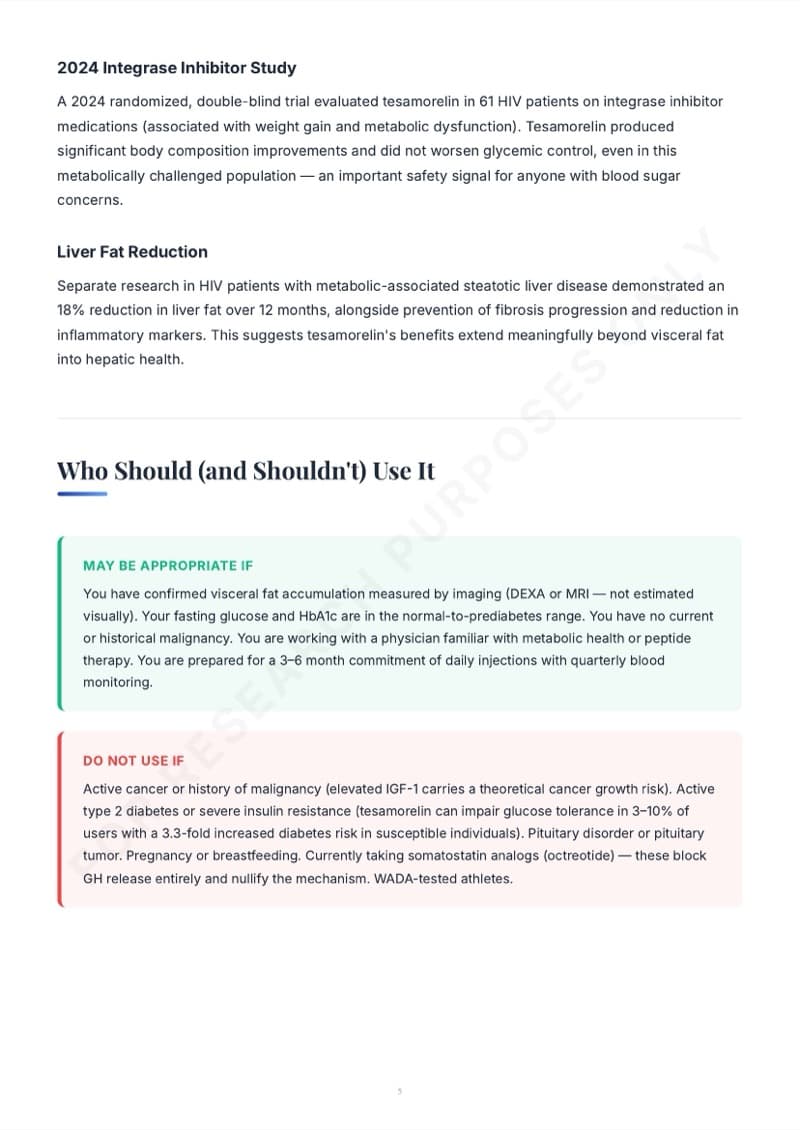 Tesamorelin guide - dosing tables