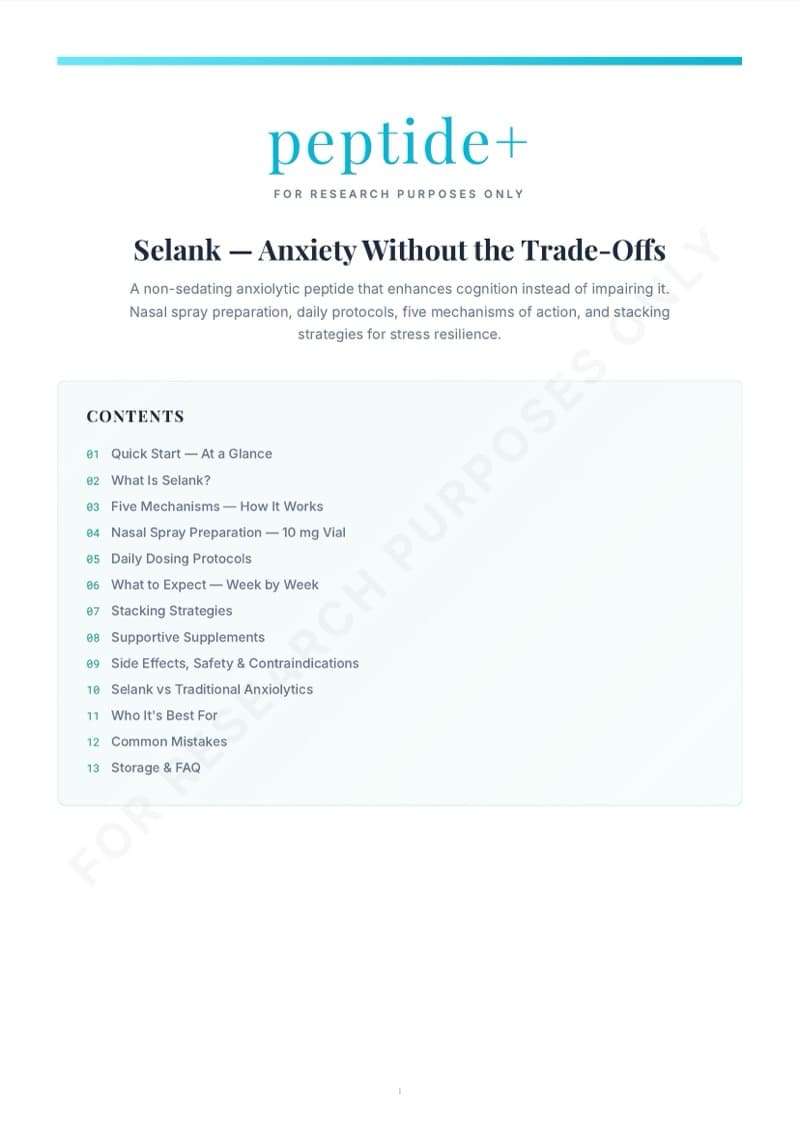 Selank guide - Quick Start page